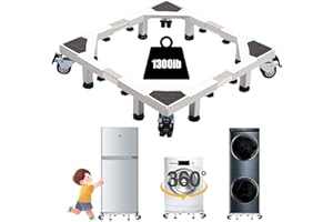 Bethshaya All-Stainless Steel Washing Machine Stand Base, Adjustable Mobile Base for Washer, Dryer, Refrigerator,with Locking Rotating Double Wheels - Ideal for Home, Dorm & Heavy Duty(Frosted white)