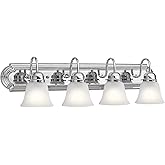 Kichler 30" 4-Light Vanity Bath Light in Chrome, Modern Bathroom Light with Clear Satin Etched Glass, ("30" W x 8" H), 5338CH