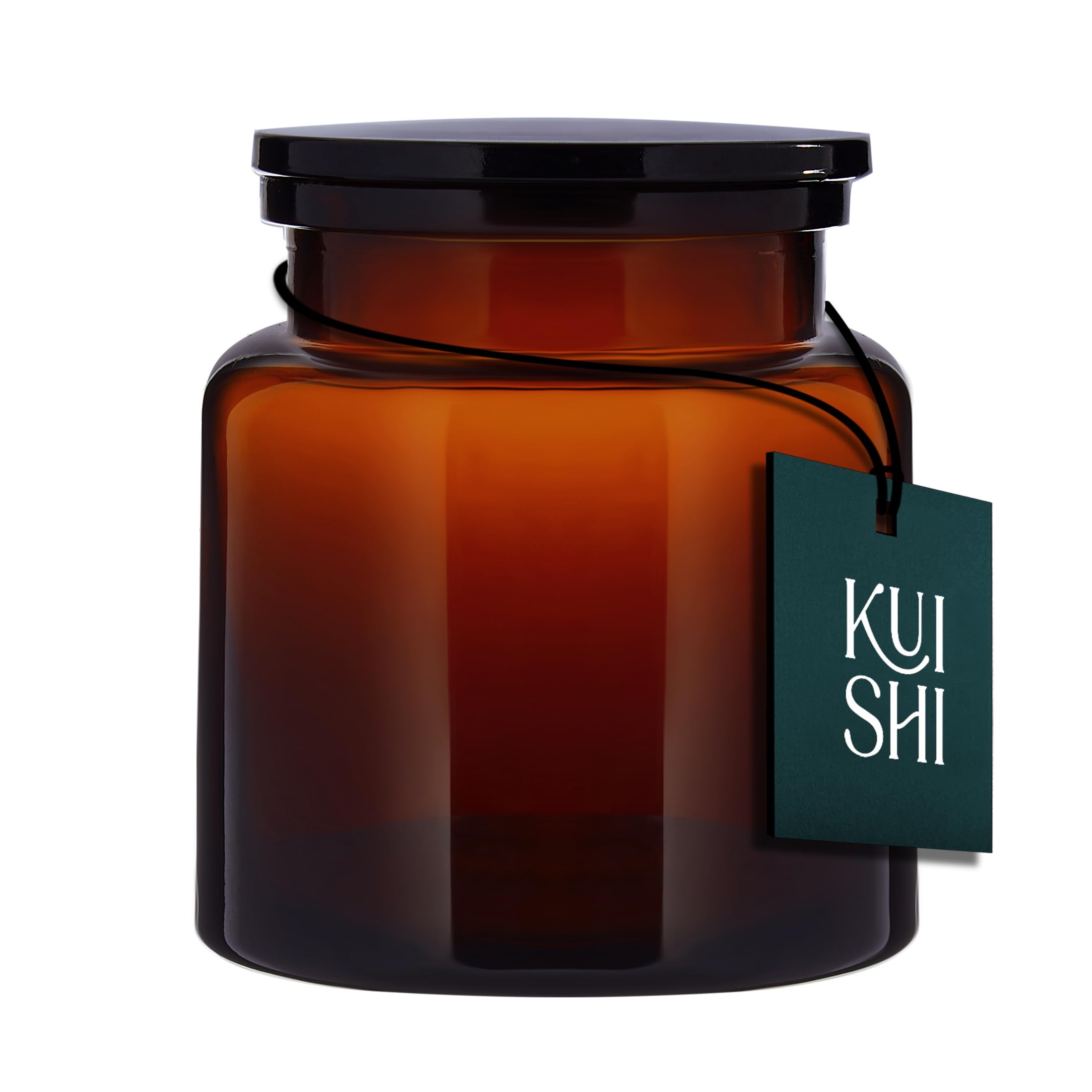 Kuishi Glass Storage Jar with Lid - Recycled - Refillable - Bathroom (Amber, Small Storage)