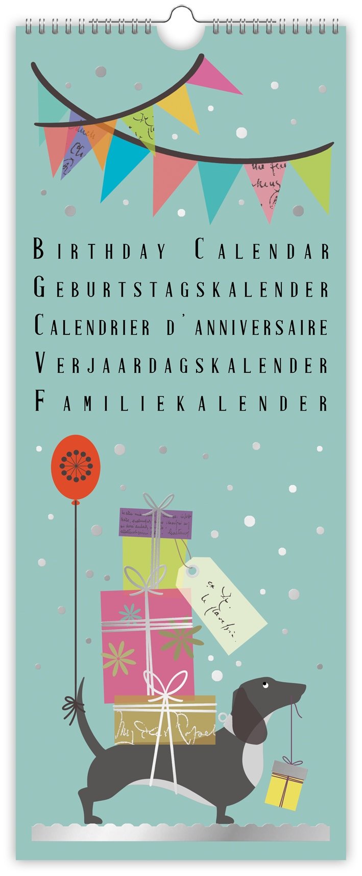 Quire Birthday Calendar - Clearwater Design - Size 140mm x 340mm
