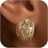 VOMIOK Gold Stud Earrings for Women, 18k Gold Plated Earring Statement, Trendy Double Wave Dangle Drop Chunky Gold Earrings, Fashion Chunky Earrings Jewelry Gifts for Womens