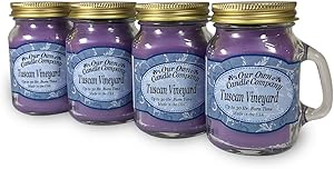 Our Own Candle Company Tuscan Vineyard Scented Mini Mason Jar Candle, 3.5 Ounce (4 Pack)