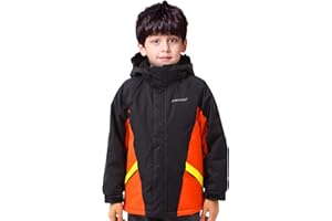 ENDIRAD Boys Waterproof Winter Snow Coat, Kids Ski Snow Jacket for Boys, Warm Fleece Lined Winter Windproof Jacket with Hood