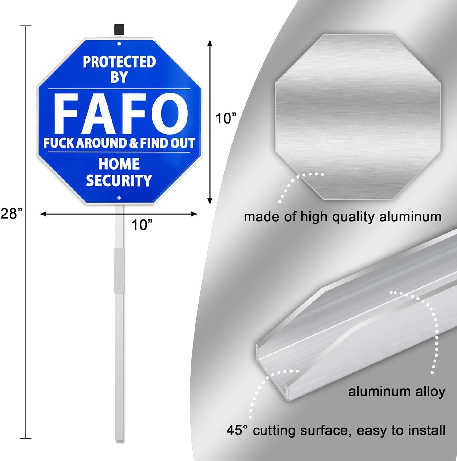 Fuck Around and Find Out Yard Sign -100% Aluminum Protected By Fafo Funny Warning Sign UV Protected With Ground Stake 28