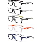 YQJYWZTF 5-Pack rectangular reading glasses sport design TR90 flexible Blue Light Blocking Reader for Women Men