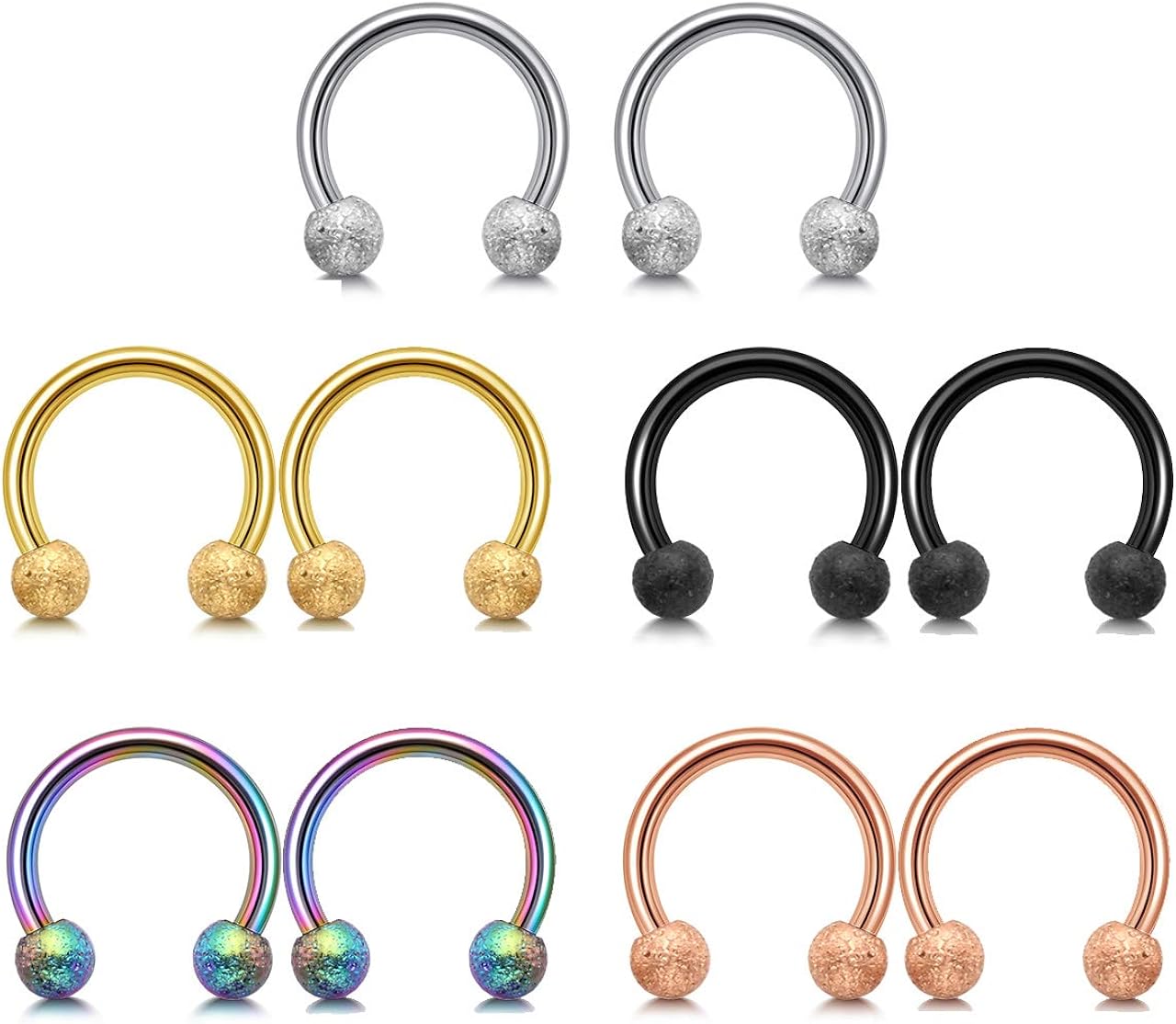 AllerPierce 16G Stainless Steel Horseshoe Nose Septum Rings Piercing