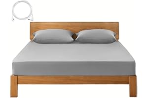 PANBMAO Grounding Sheets Queen Deep Pocket Organic Cotton with Silver Fiber, Grounding Fitted Earth Sheets with Grounding Cord (Light Gray, Queen - 60"x80"x15")