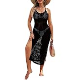 Pink Queen 2026 Crochet Cover Ups for Swimwear Women Halter Hollow Out Swimsuit Coverup Sexy Backless Bikini Beach Maxi Dress