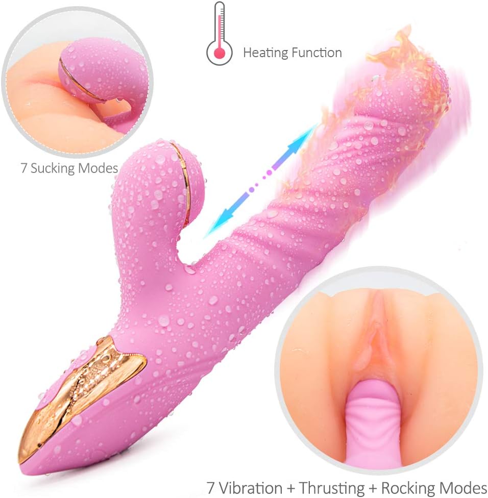 Big Size Thrusting Fluttering Rabbit Body Msaager - 10 Speeds Vibrating Versatility Sǔckìng Tōy gspèt vǐbrǎtór G Spǒt Wand for Women (Pink)