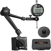 Neoteck Digital Dial Indicator Gauge and Magnetic Base Set, 0-1 inch/ 25.4mm, 0.01mm/ 0.0005" Inch/Metric Conversion Measurin