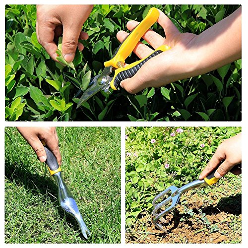 Benlet 9Pcs Garden Tools Set - Including Trowel, Transplanter, Cultivator, Pruner, Weeder, Weeding Fork, Tote, Gloves[US Stock] (9Pcs White) - Thumbnail 4