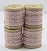Set of 4 Natural Jute Burlap Rolls Ribbon with Lace 2.3