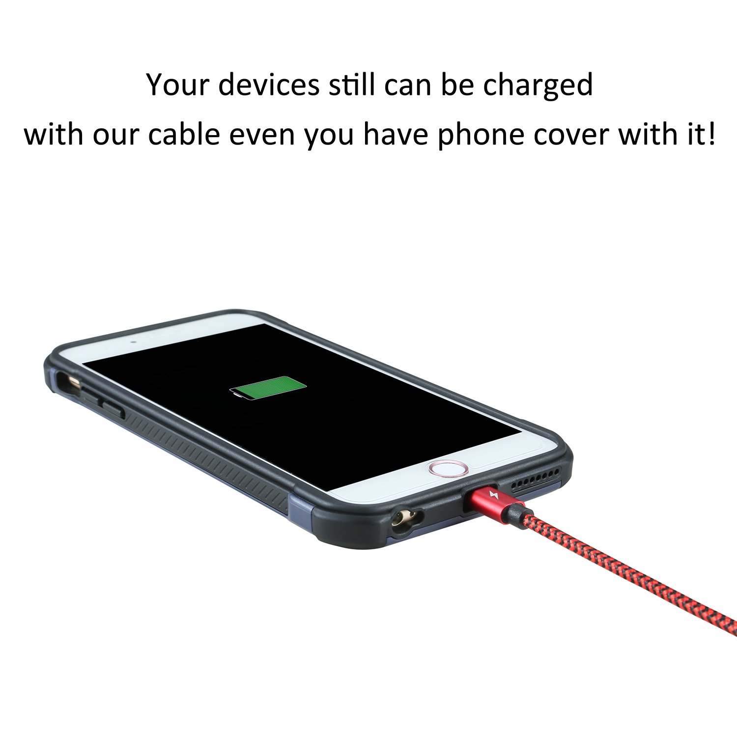 Multi USB Charger AnnToo Multi USB Cable 0.6 FT 3 in 1 Nylon Braided Multiple USB Charging Cables for iPhone iPad Android etc Smartphones with Type C Connector - Red [Only Charging]