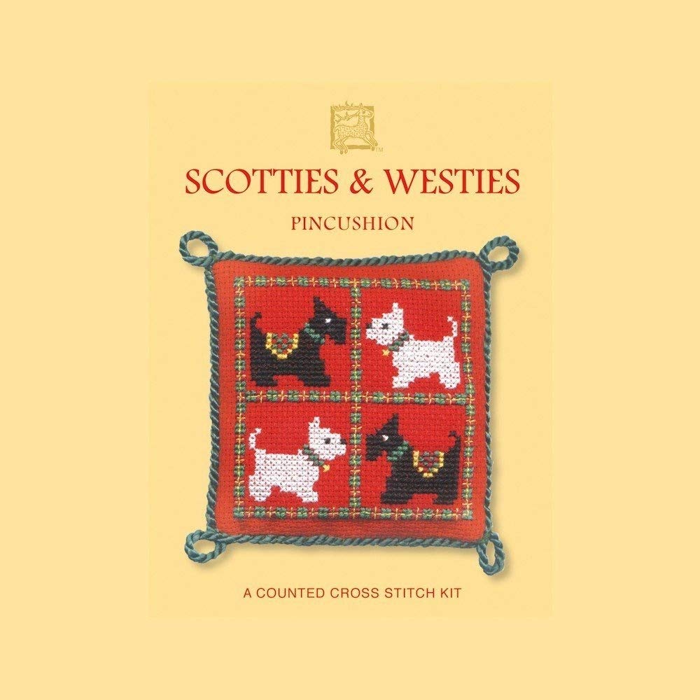 Textile Heritage Cross Stitch Pincushion Kit - Scotties and Westies