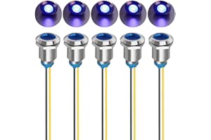 Gebildet 5pcs 12mm 110-220V AC LED Metal Indicator Light Waterproof Signal Indicator Lamp (Blue)