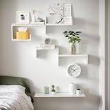 SRIWATANA Floating Shelves Set of 5 Paulownia Wood White Wall Shelves view 4