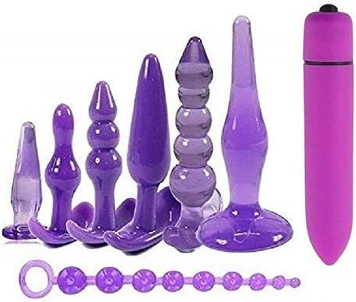 8Pcs/Set Soft Medical Silicone Trainer Kit Anale Pugs Beginner Set for Couples Pleasure, Purple