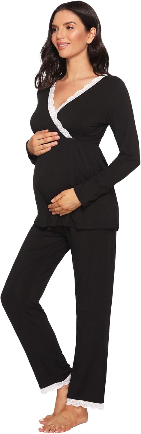 Latuza Women's Maternity Pajama Pants Set Nursing Loungewear at  Women’s Clothing store