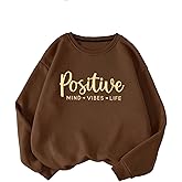 SweatyRocks Women's Crewneck Graphic Sweatshirts Long Sleeve Oversized Loose Fit Shirts Drop Shoulder Pullover Casual Tops