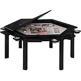 Coperat Solid Wood Board Game Table for 4-6 Players,Hexagonal Dining/Gaming Table w/Removable Top,Includes Game Mat, 6*Cup Ho