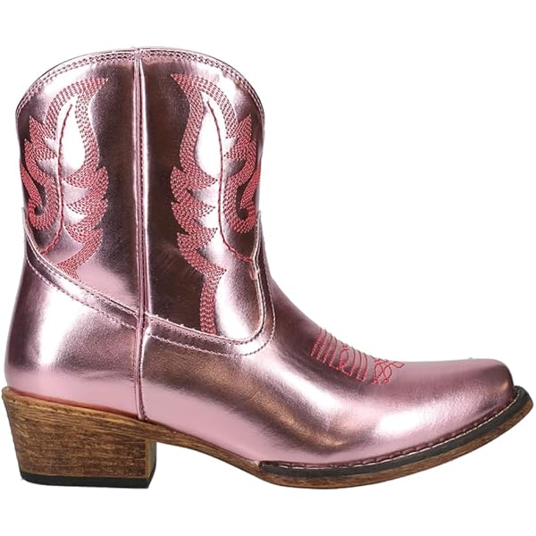 ROPER Women's Short Stuff Boots - Embroidery Snip Toe Ankle Boots Brown Size 8