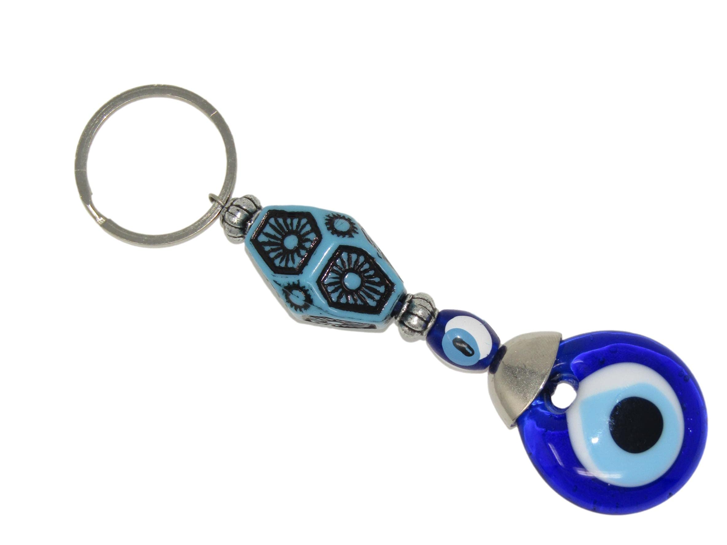 Jeannieparnell 106 3cm Lucky Evil Eye & Mixed Bead Keyring Bag Hanger Handmade