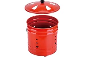 Burn Barrels for Outside, 26cm/10.24in, Burn Can for Paper with Lid, Proof Bowl Burner with Ergonomic Handle, Safe Fireproof 