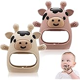 2 Pack Baby Teething Toys 0-6 6-12 Months, Adjustable Anti Dropping Wrist Teething Mittens, Food Grade Silicone Baby Chew Toy