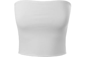 MixMatchy Women's Double Layered Basic Casual Strapless Backless Bandeau Bra Tube Top