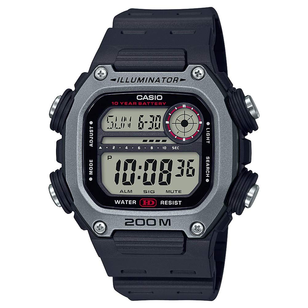 Casio Men's 50.40mm Quartz Watch with LCD Digital dial and Black Resin Strap DW-291H-1AVEF