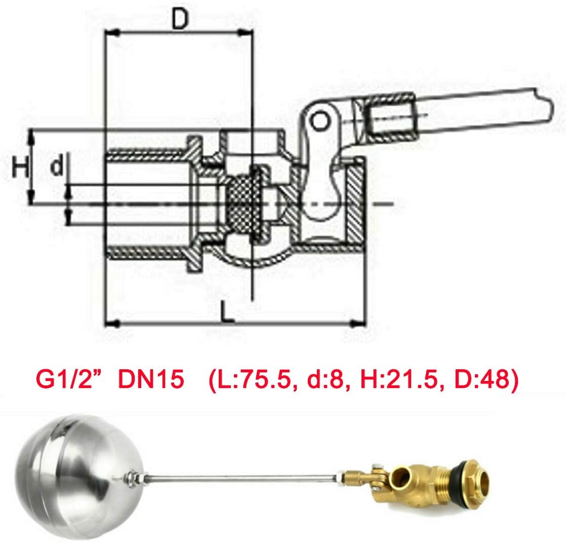 Float Valve 1PCS Ball-Cock Valve Brass Automatic Float Ball Valve for Water Trough Humidifier, Fountain, Aquarium, Pond - Image 3