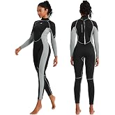 Womens Wetsuit, 3mm Back Zip Full Wetsuit for Diving Swimming | Neoprene Diving Suits Keep Warm in Cold Water for Water Sports