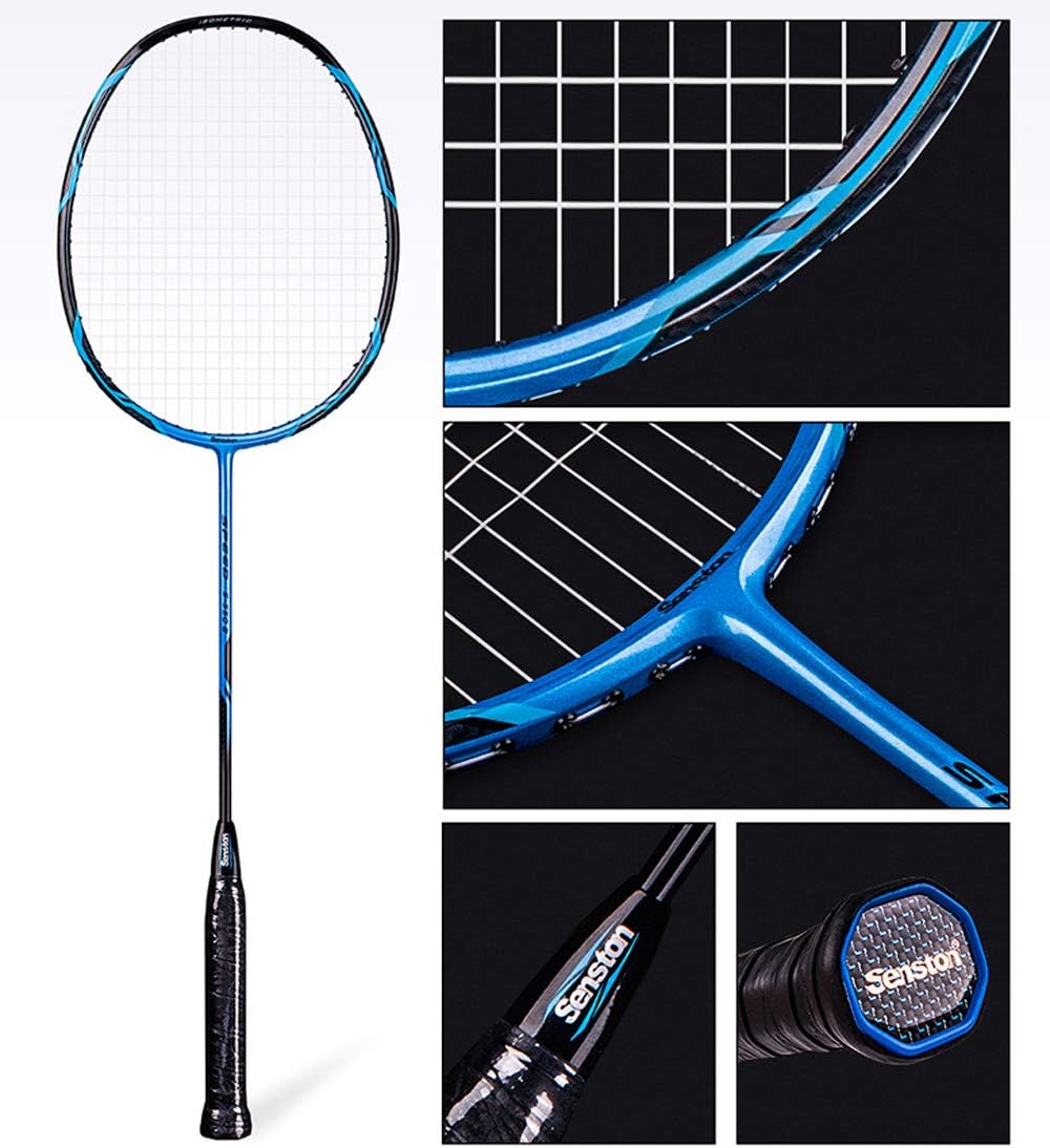 Senston - High Grade 2 Player Graphite Badminton Racket Set - Including 1 Badminton Bag/2 Rackets/2 Grip(Blue+Yellow) : Sports & Outdoors