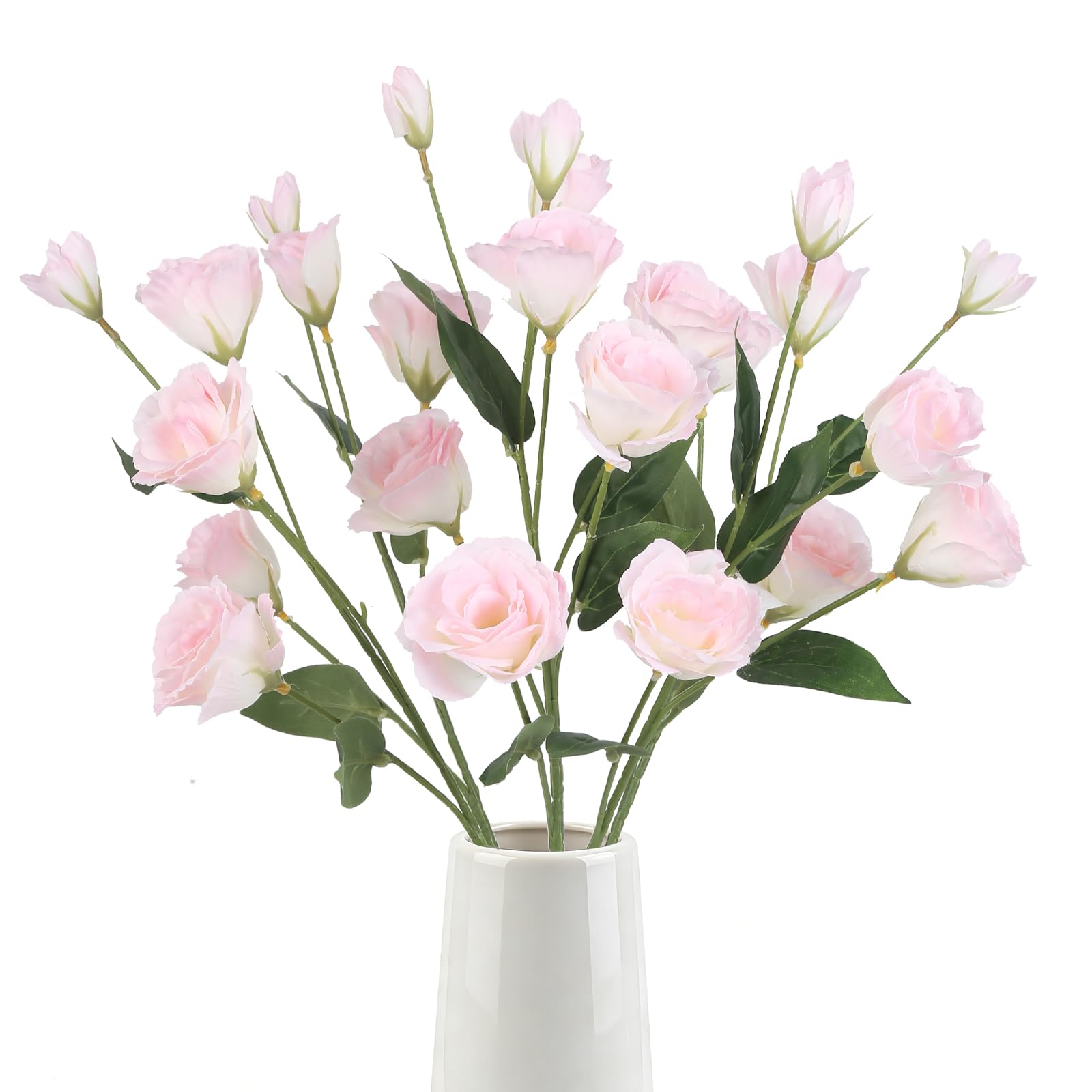 Photo 1 of Hupiosy 6PCS Pink Eustoma Lisianthus Artificial Flowers Faux Silk Flowers 26.8" Fake Pink Flowers for DIY Wedding Bouquet Centerpiece Table Home Party Decor(Pink)