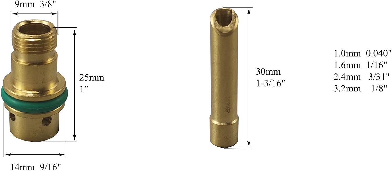 RIVERWELD TIG Wedge Collet Bodies 4CBGS 4C332GS 3.2mm Tungsten Adapter Gas Saver TAS332GS 3.2mm Quartz Nozzle Clear Glass Cups 2P8GS 14.0mm for SR WP 17 18 26 TIG Welding Torch 5pcs - Image 3