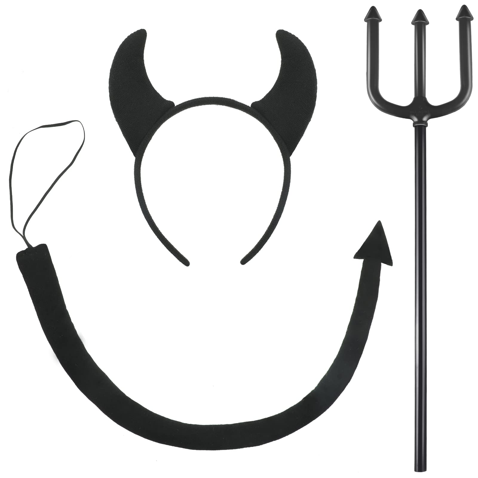 Photo 1 of WILLBOND Halloween Devil Horns Costume Set Devil Horn and Tail Headband Devil Tail headband(Black)