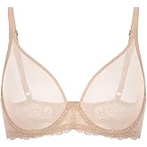 DELIMIRA Women's Sheer Mesh Bra See Through Plus Size Sexy Full Coverage Underwire Unlined Bras