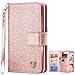 Galaxy S7 Case, S7 Wallet Case, BENTOBEN Folio Flip Faux Leather Wallet Case Credit Card Slots Cash Holder Wristlet Cover Magnetic Snap Closure Protective Case for Samsung Galaxy S7, Rose Gold/Pink