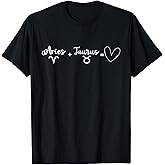 Aries And Taurus Couple Love Heart Zodiac Sign Astrology T-Shirt