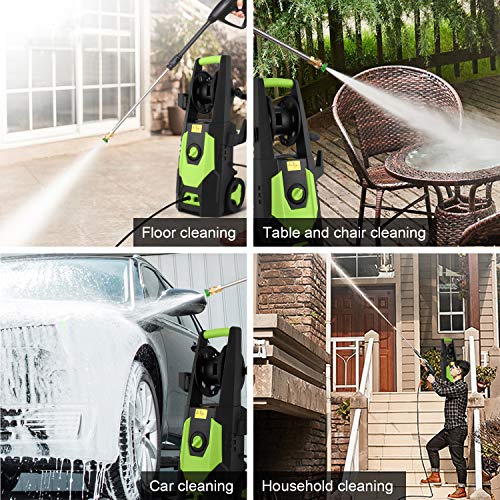 mrliance 3500PSI Electric Pressure Washer 2.0GPM Power Washer 1800W High Pressure Washer Cleaner Machine with Spray Gun, Hose Reel, Brush, and 4 Adjustable Nozzle (Green)