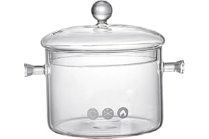 Glass Pot 1.5l/50oz Clear Simmer Pot Potpourri with Lid & Handles Heat Resistant Glass Cookware for Cooking, Soup, Milk, Tea