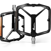 IMPALAPRO Extra Wide 11.8x10cm MTB Bike Pedals Aluminum CNC Reflective 355g | MTB Pedals Flat 11.8x10cm, 12 Aggressive Removable Stainless Pins, Sealed DU, Cr-Mo - Ebike Pedals &amp; Mountain Bike Pedals