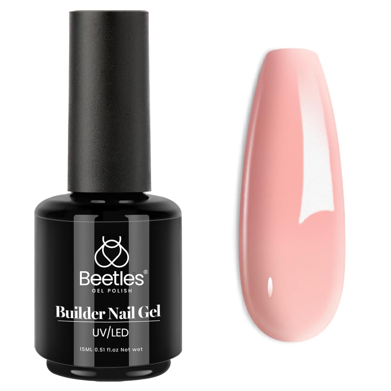 Beetles Builder Gel, 15ml 7 in 1 Building Strengthener Sheer Pink Cover Jelly Hard Gel, Easy Nail Extension Home DIY Manicure Gift for Women Girls — image 1