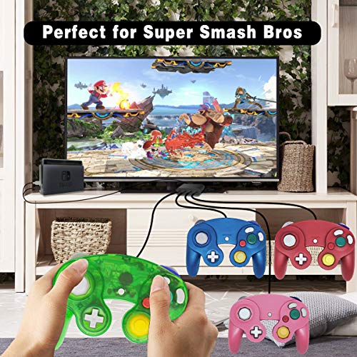 4 Controllers for Gamecube,with 4 Extension Cables and 4-Port USB Adapter for Switch PC Wii U Console (Package 5)