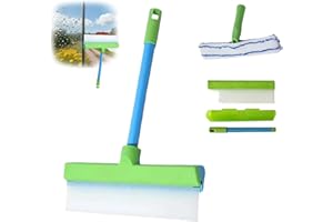 Raznave Squeegee, Aquablade Window Cleaning Kit, Recyclable Silicone Kit, with Silicone Squeegee & Microfiber Scrubber, Dual 
