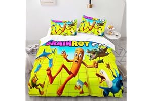 GENERIC Italian Brainrot Duvet Cover Twin Size, Cute Cartoon Pattern Twin Comforter Cover Bedding Set for Kids Boys Girls Bed Decor Gifts, Funny Fusion Animals Bedding Set 3 Pcs Room Decor