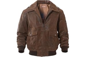 FLAVOR Men's Leather Flight Bomber Jacket Air Force Aviator