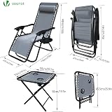 VOUNOT Zero Gravity Chair with Side Table Set of 2 Grey Folding Loungers view 6