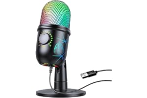 CTFIVING Gaming Microphone, USB PC Mic for Streaming, Podcasts, Recording, Condenser Computer Desktop Mic on Mac/PS4/PS5, wit
