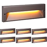 LEONLITE 10.6 Inch 5CCT LED Low Voltage Step Lights, 12–24V AC/DC 6W Surface Mount Ultra-Slim Landscape Stair Lights, IP65 Al